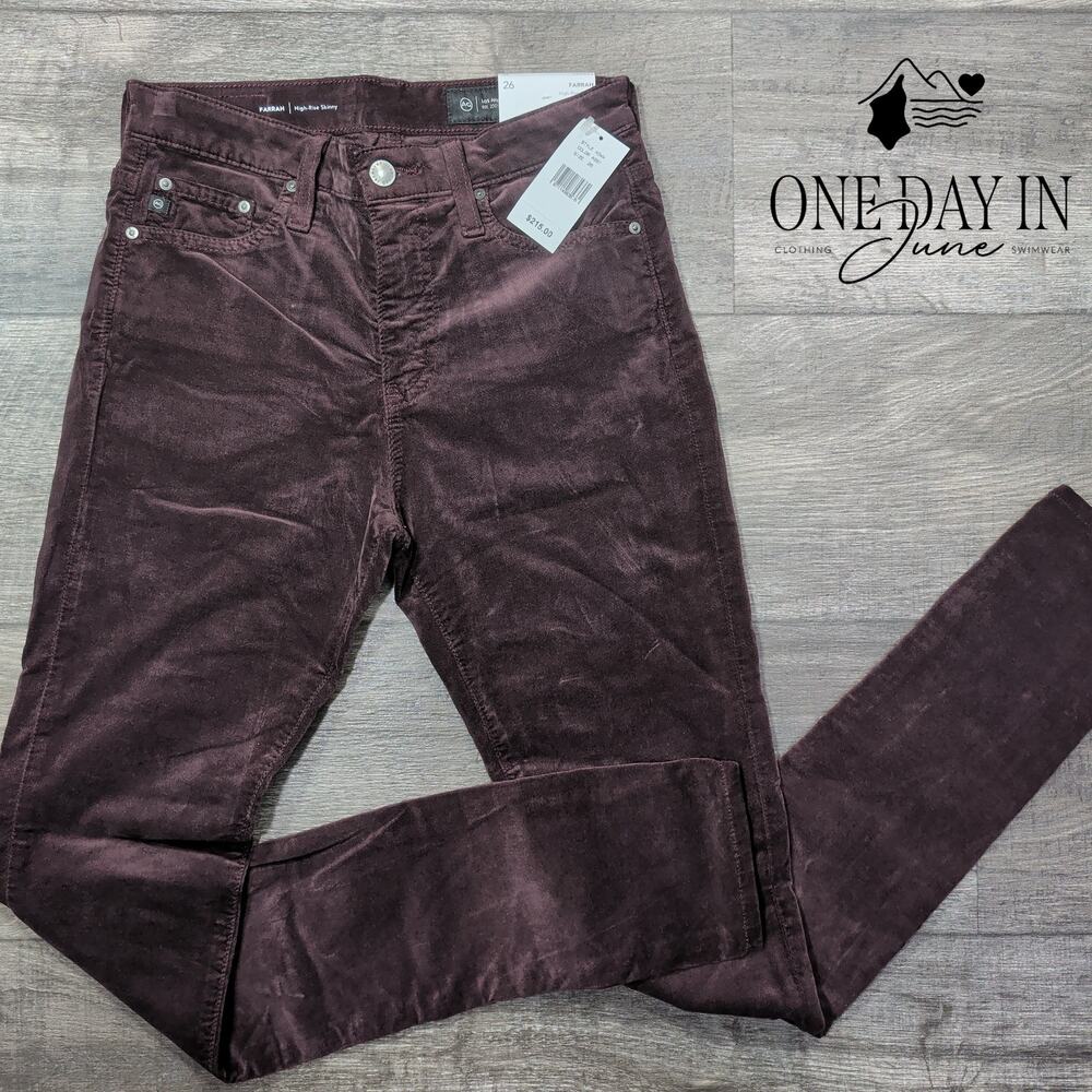 AG Adriano Goldschmied Farrah High Rise Skinny Jeans Burgundy NWT Size 2 (26)